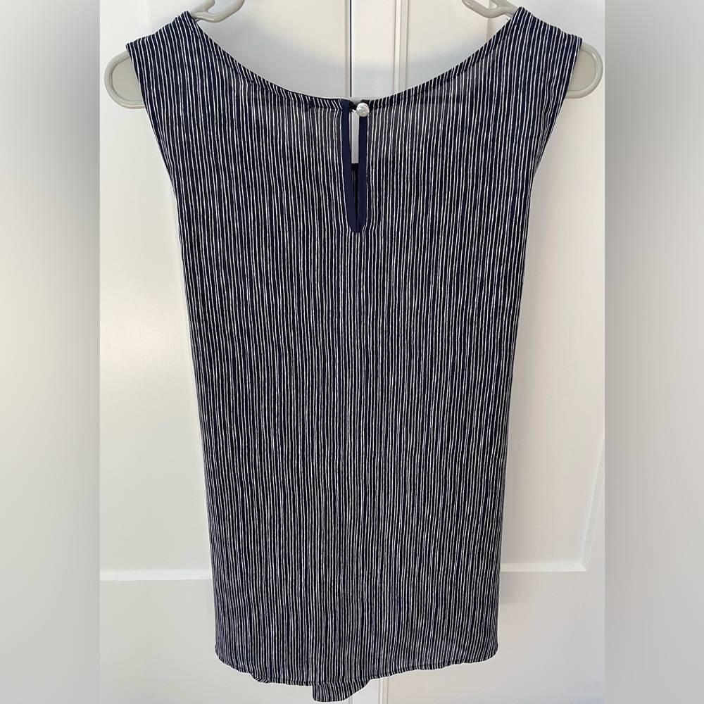 West Kei Carey tie front blouse sleeveless blue white stripes XL - Picture 4 of 9